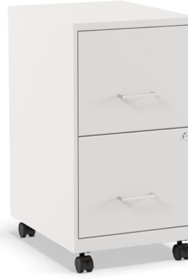 Staples 2-Drawer Vertical File Cabinet, Letter Size Documents, Lockable & Mobile, 18.9″ D x 14.3″ W x 26.3″ H, White