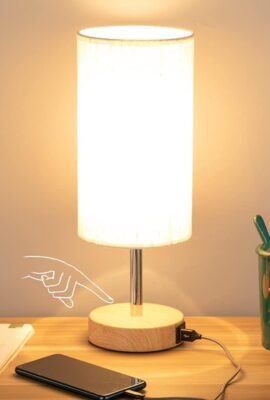 Yarra-Decor Bedside Table Lamp with USB Port – Touch Control...