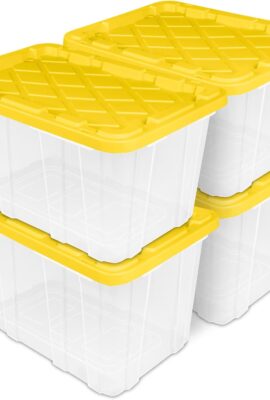 4-Pack 27 Gallon Clear Plastic Storage Bins, Reinforced Snap-Fit Lid,...