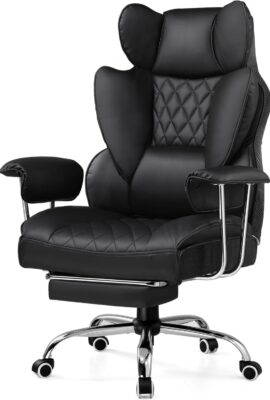 GTPLAYER Gaming Chair,Office Chair with Pocket Spring Lumbar Support, Ergonomic Comfortable Wide Office Desk Computer Chair with Outward Fixed Soft Armrests and Footrest (PU Leather, Black)