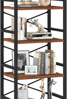 Yoobure 4 Tier Bookshelf – Small Book Shelf Industrial Bookcase,...