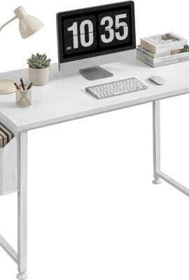 Lufeiya White Computer Desk for Bedroom – 40 inch Simple Modern Study Table Kid Girls Student Home Office Writing Desk, White