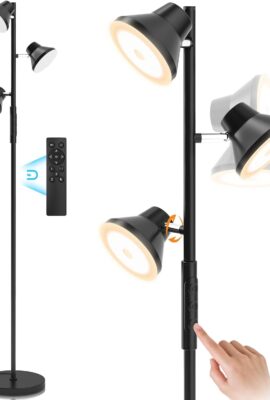 LED Floor Lamp, 36W Modern Floor Lamp with Remote & Touch Control, 4 Color Temperatures, Standing Lamp with 3 Rotatable Lights, Floor Lamps for Living Room, Bedroom, Office