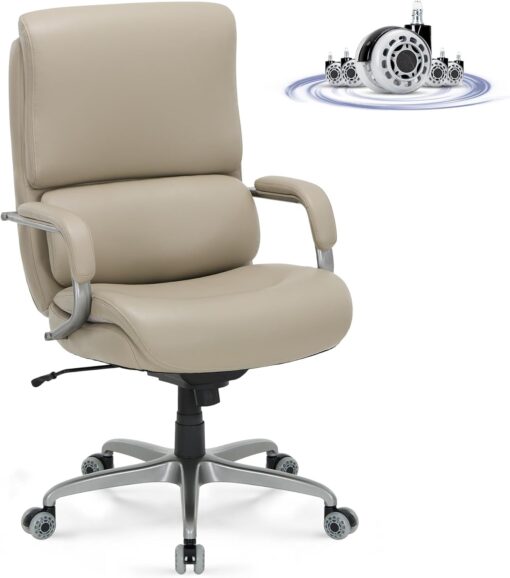 COLAMY Big & Tall Office Chair 400lbs Wide Seat- High Back PU Leather Executive Computer Desk Chair for Heavy People, Large Office Chair with Metal Base & Ergonomic Back Support- Black