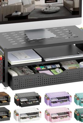 gianotter Desk Organizers and Accessories, Monitor Stand with Drawer and 2 Pen Holder, Desktop Organizer Suitable for Offices and Dormitories (Black)