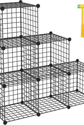 TUMUCUTE Wire Cube Storage Organizer, Metal Storage Shelves Bookshelf, Stackable Modular Closet Organizer for Bedroom Living Room, Office, Storage Shelves (6 Cubes, Iron)