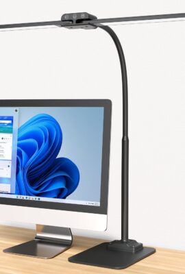 KableRika Desk Lamp Double Light: Bright Led Desk Lights for Home Office – Eye Care Reading Table Lamps with Base – Dimmable Desktop Lighting for Computer Monitor Study Drafting