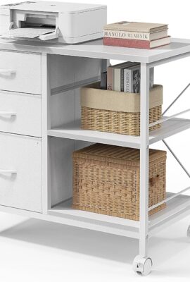 DUMOS 3-Tier Mobile File Cabinet, Printer Stand with Storage, Office...