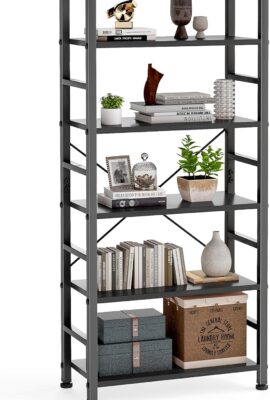 DUMOS 5 Tiers Bookshelf, Classical Book Shelf, Tall Display Shelves...
