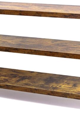 HCHQHS 3-Tier Rustic Wood and Metal Industrial Bookshelf for Home Office, Bedroom, Kitchen, Bathroom – 47in