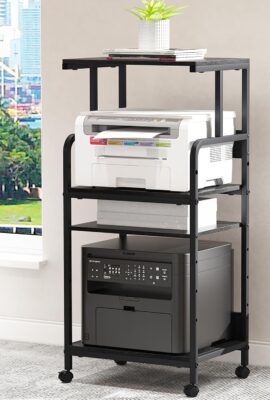4 Tier Stand with Storage Shelf, Tall Mobile Printer Table for Home...