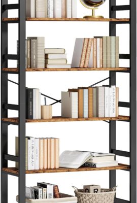 IRONCK Bookshelf, 31.5in Wide Shelf 6 Tier Bookcase, 110lbs/shelf Vintage Industrial Style Bookshelves for Bedroom, Living Room and Home Office, Vintage Brown