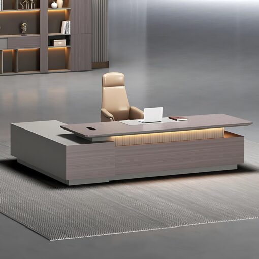 L Shaped Executive Desk – Modern Office Desk with Hidden Electrical Hole, Solid Wood Home Office Desk with 2 Drawers, Spacious Office Table with Easy Installation Required (70.8IN)