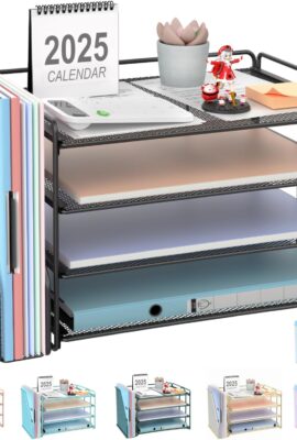 gianotter 4-Tier Paper Organizer With Magazine Holder, Desk Organizers and Accessories, Desk Accessories & Workspace Organizers, File Organizer for Office Supplies Storag (Black, 4-Tier)