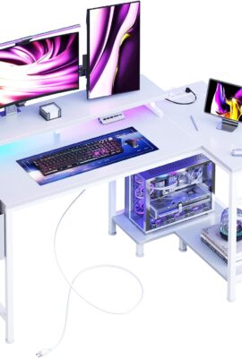 DUMOS Gaming Desk, Computer Desk with USB Charging Ports, Power Outlets,...