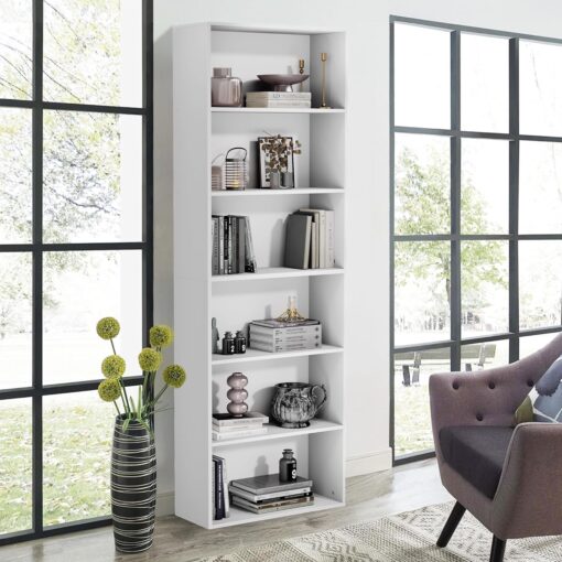 71″ Tall 6-Tier Bookshelf, Large Open Display Bookcase with Ample Storage, Floor Standing Book Shelf for Living Room, Home Office, Bed Room, White