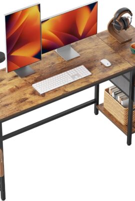 CubiCubi Computer Desk with 2 Drawers, 47 Inch Small Home Office Desk with Storage Study Writing Table, Rustic Brown