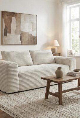 LIKIMIO 71″ Boneless Loveseat Sofa in a Box，Corduroy Deep...