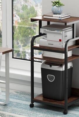 4-Tier Printer Stand with Adjustable Storage Shelf, Large Tall Printer...