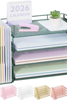 Spacrea Paper Organizer, Desk Organizers and Accessories for Desk with File organizer, Desk Accessories & Workspace Organizers for Catalog & Reference Racks (Dark Green)