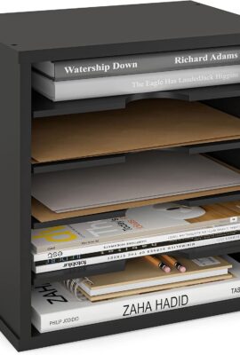 Ballucci File Organizer Paper Sorter, 5 Tier Adjustable Shelves Office Desk Organizer, 13 5/8″ x 9 1/4″ x 12″, Black