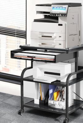TFK 3-Tier Printer Stand with Drawer, Adjustable Shelf, Rolling Casters,...
