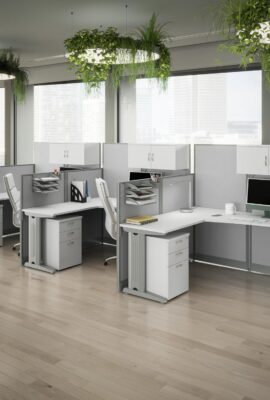 Bush Business Furniture Office in an Hour 3 Person L Shaped Cubicle...