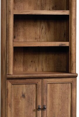 Sauder Palladia Bookcase with Doors, Multiroom Storage, Library Bookcase, Vintage Oak Finish