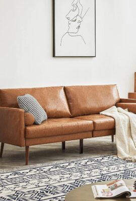 Vonanda Faux Leather Sofa Couch, Mid-Century 73 Inch 3 Seater Leather...