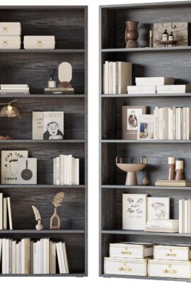 IRONCK Bookshelves and Bookcases Set of 2 Floor Standing 6 Tiers Display...