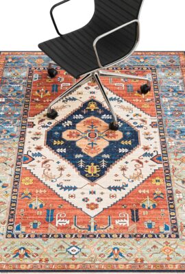 Office Chair Mat for Hardwood Floor, 36″x48″ Desk Chair Mat for Rolling Chairs, Non Slip Computer Chair Mat, Office Rug Mat for Office Home Hard Floor, Under Desk Mat for Gaming Chair-Red