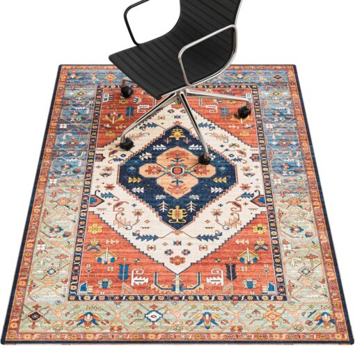 Office Chair Mat for Hardwood Floor, 36″x48″ Desk Chair Mat for Rolling Chairs, Non Slip Computer Chair Mat, Office Rug Mat for Office Home Hard Floor, Under Desk Mat for Gaming Chair-Red