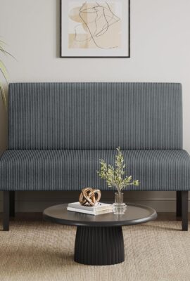 Yaheetech Small Comfy Sofa Mini Loveseat Couch 2-Seater Armless Sofa Chair, Corduroy Fabric & Easy Assembly, for Small Spaces Living Room,Bedroom,Dorm,Office, Dark Grey