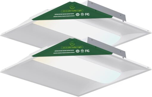 YXL 2×2 LED Troffer Light, 5CCT Switch LED Drop in Ceiling Light for Dropped Ceiling,5400/4725/4050/3375/2700 Adjustable Lumens, 6500K/5000K/4000K/3500K/3000K Color Temperature, Dimmable 0-10V,ETL