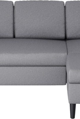 Shintenchi Small Sectional Couch Sofas, 3 Seat L Shape Sofa with Ottoman, Fabric Upholstered Convertible Sofa Couches, Small Couch for Apartments, Living Room and Office (Dark Grey)
