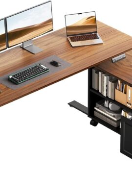 OffiGo 55 Inch L Shaped Electric Standing Desk with Drawers &...