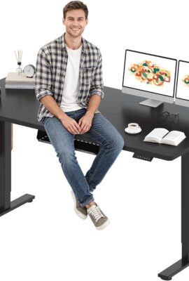 SANODESK Electric Standing Desk 71 x 32 Inches, Height Adjustable Sit Stand with Large Splice Board Desktop for Home Office, Computer Workstations，Memory Ergonomic Computer Desk, Black Frame/Black Top