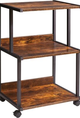 IBUYKE Printer Stand with Storage Shelf,3 Tier Printer Table with Wheels,Printer Cart for Home Office Organization, Rolling Cart Stand for Heat Press Microwave and Mini Fridge TPS001H