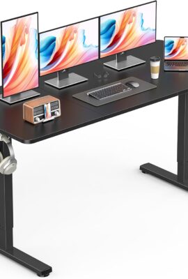 Standing Desk, Height Adjustable Electric Stand up Desk, 55 x 24 Inches Sit Stand Home Office Desk with Splice Board, Black Frame/Black Top