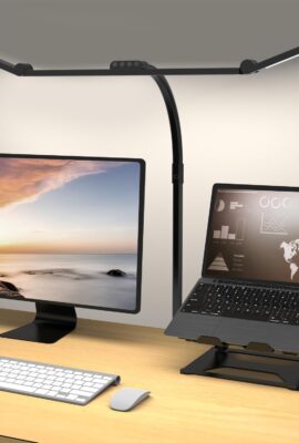 Omorepa 3 Light Bar Gooseneck Architect Desk Lamp with Clamp, 24W Bright Led Tall Overhead Desk Light for Home Office,Eye Care Reading Table Light for Desktop Working,Drafting,Reading