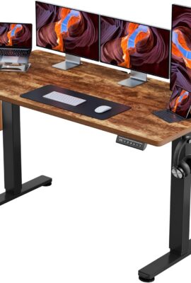 ErGear Height Adjustable Electric Standing Desk, 55 x 28 Inches Sit Stand up Desk, Memory Computer Home Office Desk, Vintage Brown