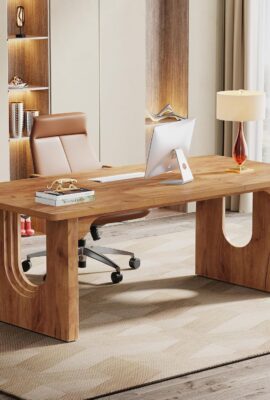 Tribesigns Modern Executive Desk, 70.9″ Large Office Computer Desk, Conference Table Meeting Room Table, Simple Workstation Business Furniture for Home Office, Brown