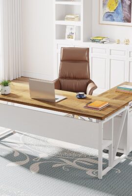 Tribesigns L Shaped Desk with Drawer,63″ Executive Computer Desk and lateral File Cabinet, 2 Piece Home Office Furniture for Hanging File, Cabinet with Doors
