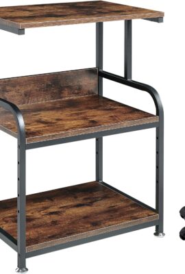 Printer Table Stand with Height Adjustable Shelf, 3 Tier Rolling Printer Cart with Wheels for Home Office Storage and Organization, Industrial Style