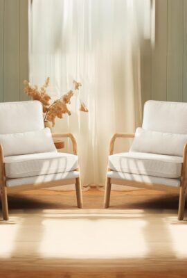 Bonnlo Coarse Beige Accent Chairs Set of 2, Upholstered Mid Century Modern Lounge Fabric Chairs Reading Chairs Side Sitting Chair Solid Wood Farmhouse Armchairs for Living Room, Bedroom, Guest Room