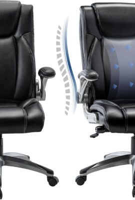 COLAMY Executive Office Ergonomic Chair with Thick Bonded Leather, 300lbs Capacity Big and Tall High Back Desk Chair with Flip-up Armrests, Adjustable Height and Tilt for Working, Study, Gaming,2PC COLAMY Executive Office Ergonomic Chair with Thick Bonded Leather, 300lbs Capacity Big and Tall High Back Desk Chair with Flip-up Armrests, Adjustable Height and Tilt for Working, Study, Gaming,2PC