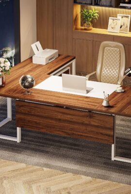 Tribesigns 70.8″ L-Shaped Executive Desk with Drawer Cabinet,...