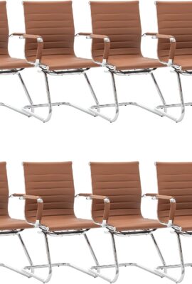 Conference Room Chairs Set of 8, Waiting Room Chairs with Arms, Reception & Waiting Room Seating, No Wheels Meeting Chairs with Mid Back Support and Chrome Sled Base, Cafe