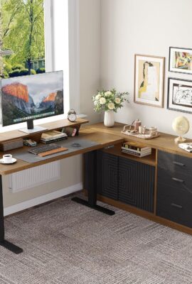 ONBRILL Home Office Furniture Set, 55” Standing Desk...