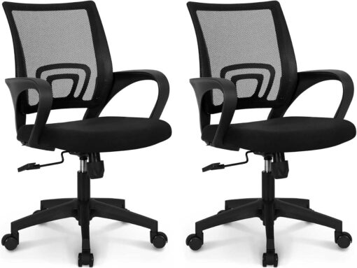 NEO CHAIR Office Computer Ergonomic Mid-Back Mesh Desk Chair, Black 2pack